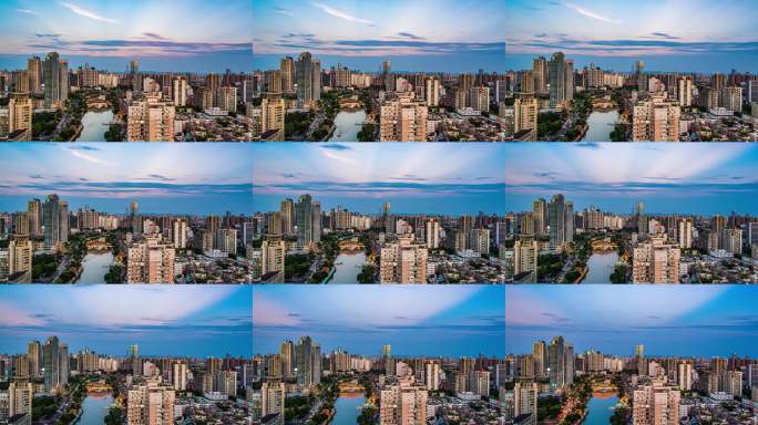 成都安顺廊桥 都市天际线日落时分