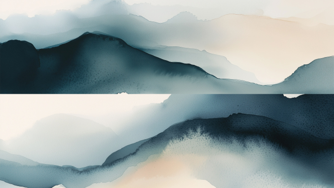 新中式抽象水墨山水意境背景宽屏