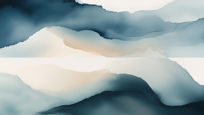 新中式抽象水墨山水意境背景宽屏