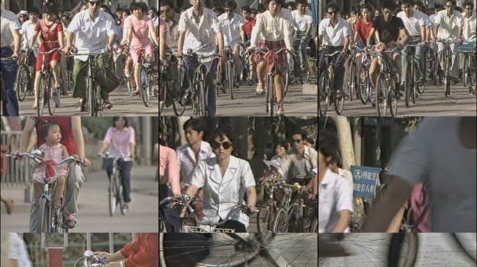 80年代骑自行车上下班的通勤大军 原版