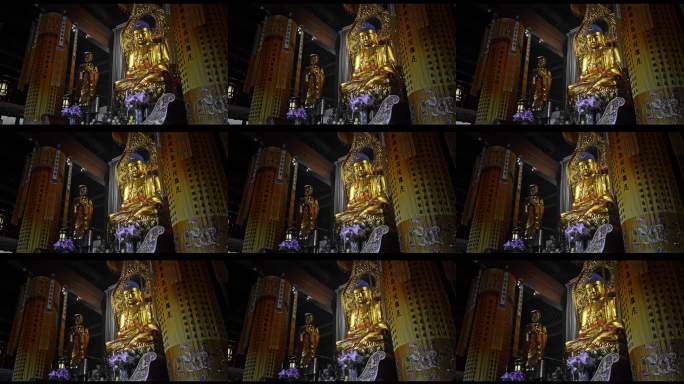 佛殿供奉佛像庄严画面