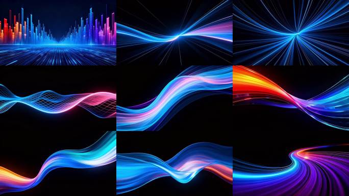 震撼科技霓虹线条背景发布会开场光效粒子