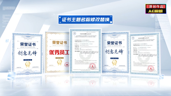 明亮简洁荣誉证书产品照片展示