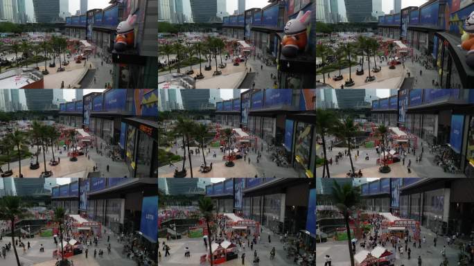 黄昏市集美食车航拍视角