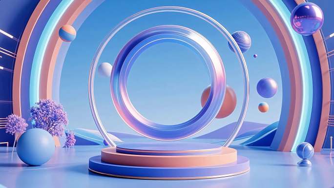 电商背景 科技感产品展台背景 直播背景