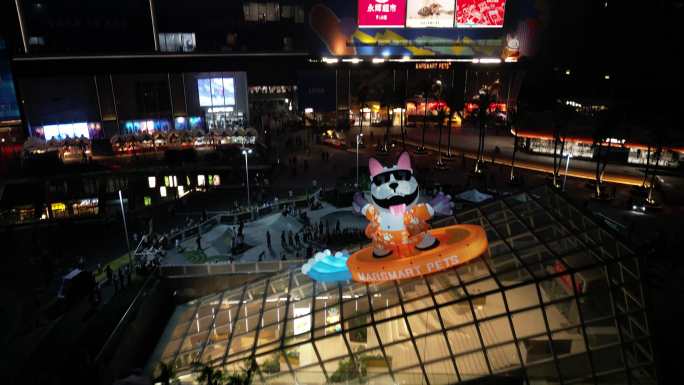 黄昏市集美食车航拍视角