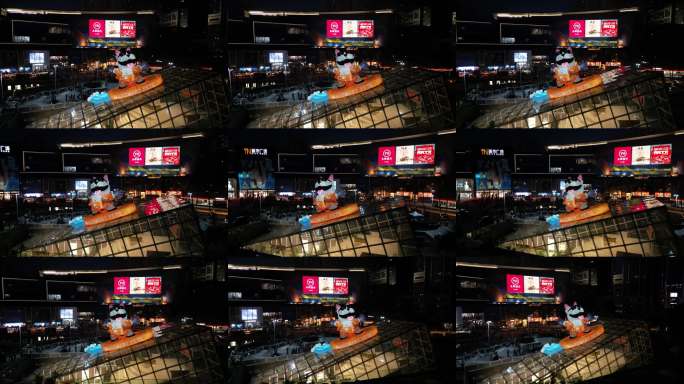 黄昏市集美食车航拍视角