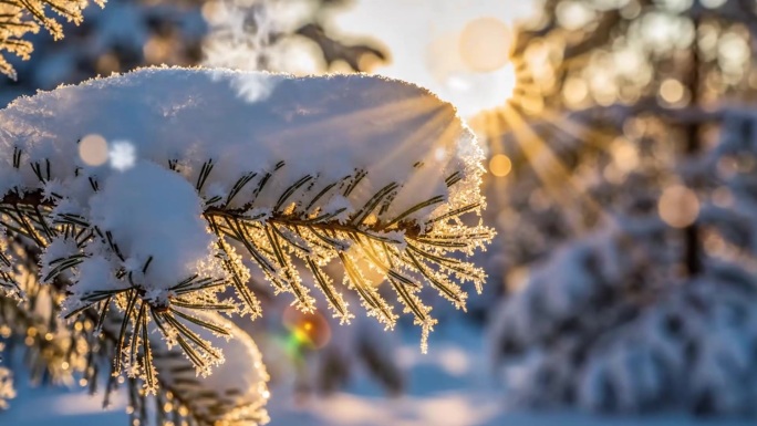 冬季自然景观与光影大雪冰雪雾凇雪松雪景