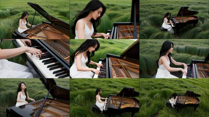 女生钢琴演奏钢琴师唯美