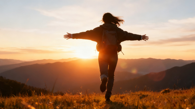 逆光奔跑阳光太阳跑步背影奔向明天2026