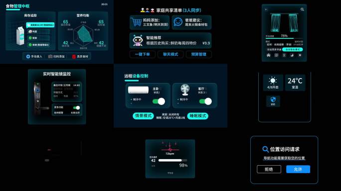 HUD科技智能家居全息UI界面