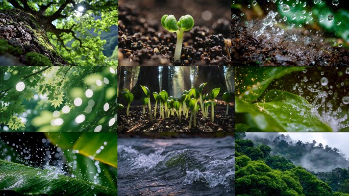 雨后森林自然风景原始森林万物复苏春天生长