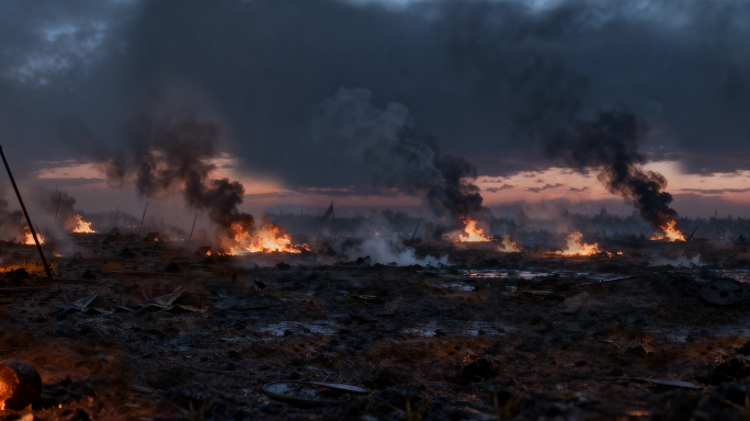 烽火狼烟 战场废墟背景