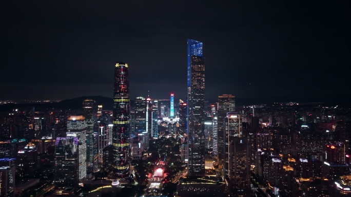 4K60P 航拍广州中轴商圈夜景CBD