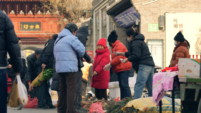 【4K】农村大集人间烟火传统年货市场人群