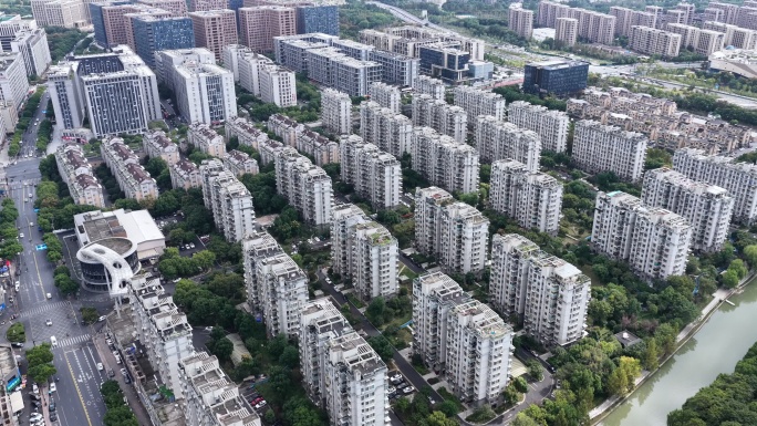 城市住宅区航拍全景