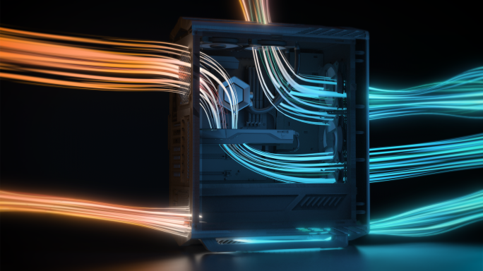 空气流动主机光线 C4D线条