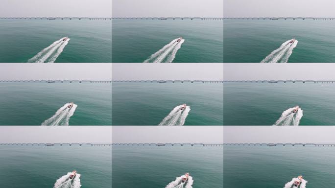 游艇飞驰海面高清视频，广西涠洲岛蓝桥