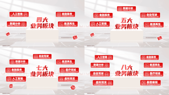 简洁红色企业文字分类包装展示