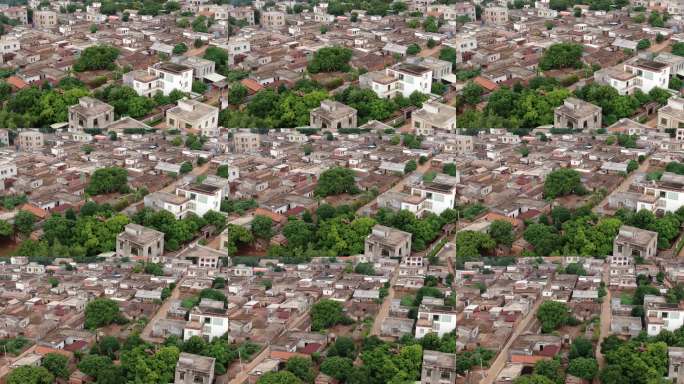 航拍密集民居建筑群