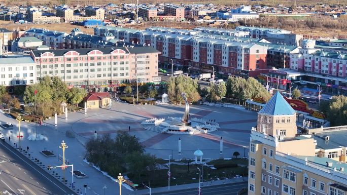 城市中心广场航拍