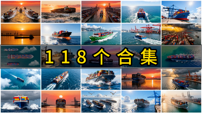 轮船货轮港口货船集装箱海运海上贸易航运