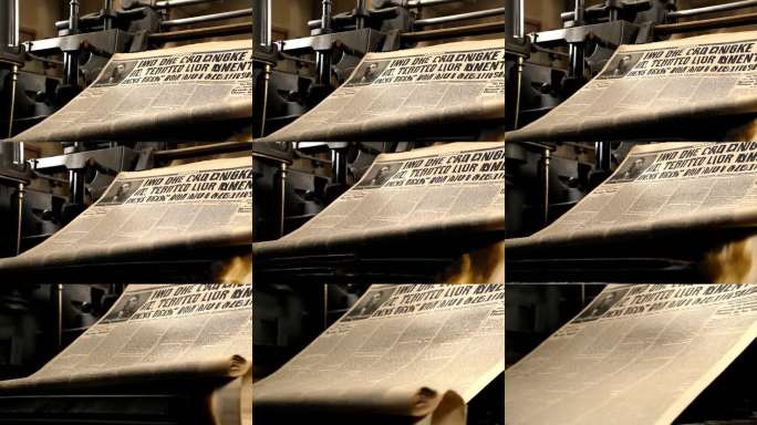 老式报纸印刷机运作
