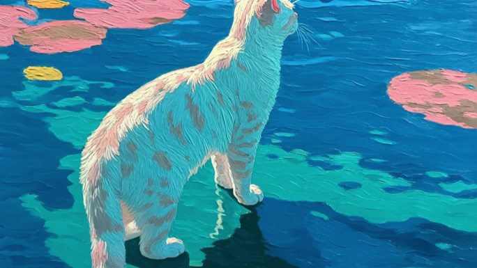 海边小镇猫咪风景