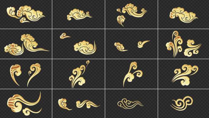 48款传统金色云纹祥云装饰元素