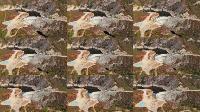 大图洪水坝的航拍轨道