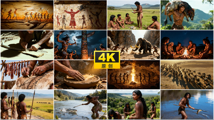 原始人原始社会原始部落狩猎生活
