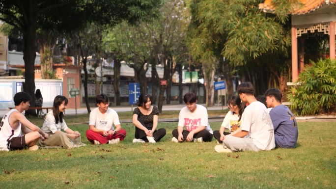 大学生草坪聚会聊天