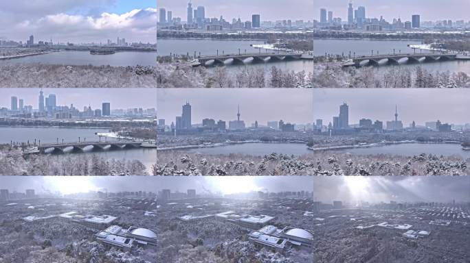 长春冬日城市雪景航拍