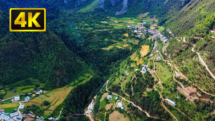 4K云南德钦梅里雪山雨崩村航拍