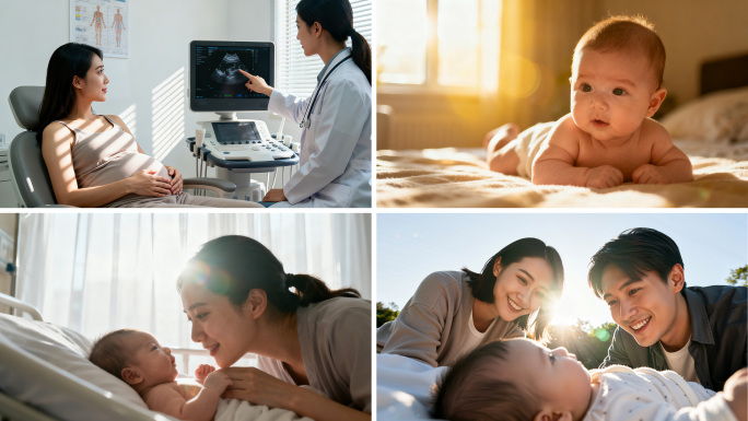 新生儿婴儿笑容怀孕妈妈母婴母爱新生命出生