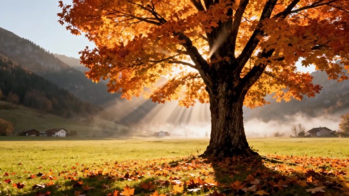 立秋秋分秋天深秋森林大自然风景ai素材原