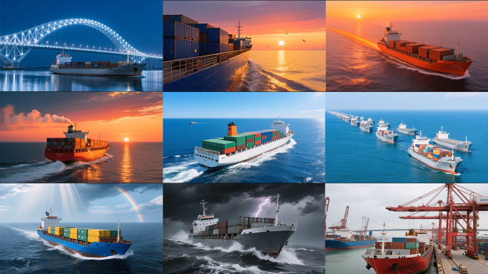 货船集装箱轮船海运航行航海出海贸易港口