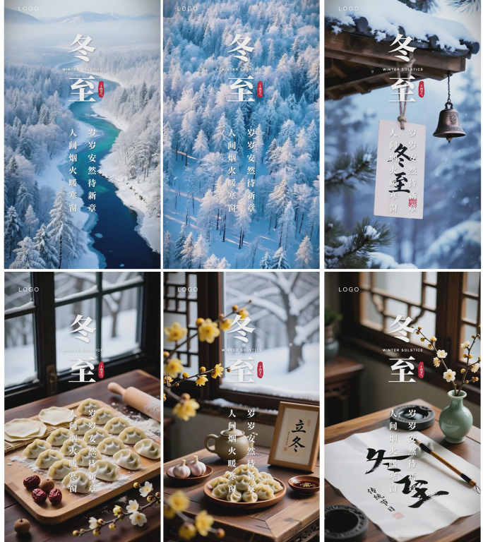 冬至雪景下雪 冬至节气 竖版AE模板