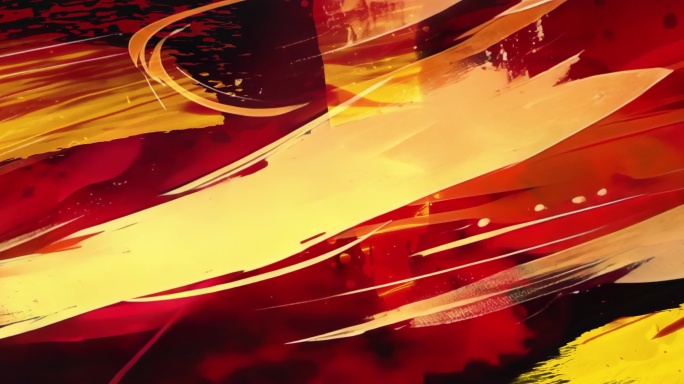 8k红金水墨笔刷动感国潮说唱热血vj