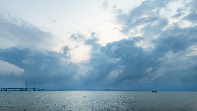 跨海黄茅海大桥航拍延时