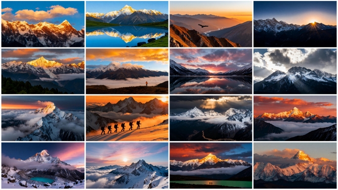 日照金山雪山延时雪山航拍震撼雪山风光风景