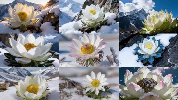 天山雪莲 雪莲花延时花开4k
