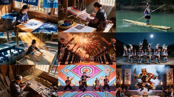 非遗传承民族文化民俗活动苗族侗族壮族风情