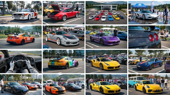 复古拉力赛车展示 超跑车展活动现场
