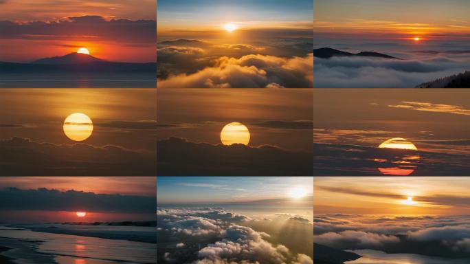 日出云海日落太阳升起海上日出夕阳日出延时