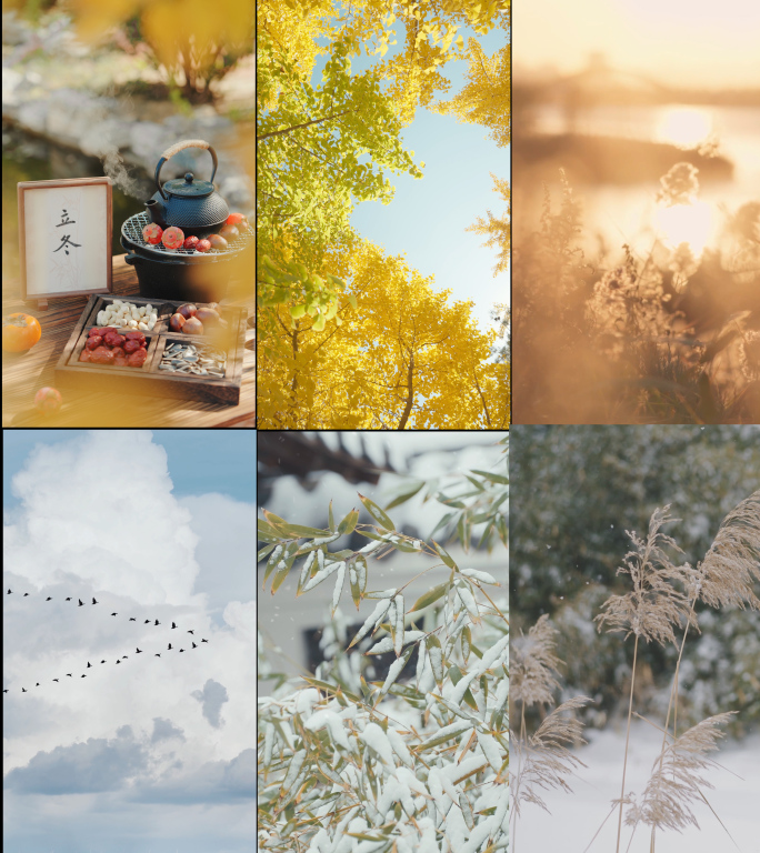 立冬 立冬节气 冬天下雪风景 立冬竖版