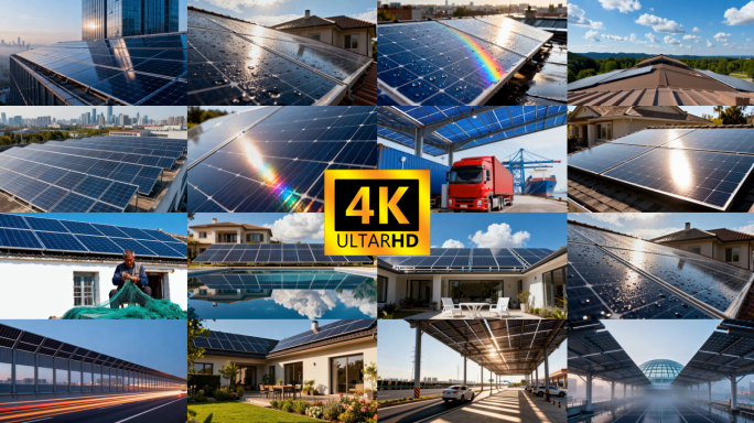 城市绿色能源光伏板素材