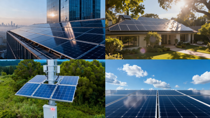 城市绿色能源光伏板素材