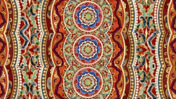 民族风纹样循环动画古风图案 复古图案