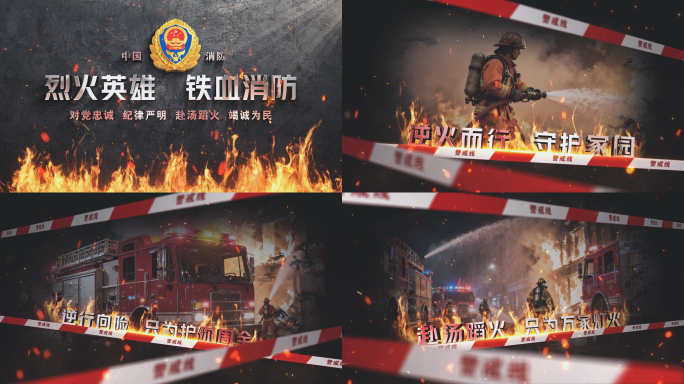 119中国消防日 火场救援 消防图文片头